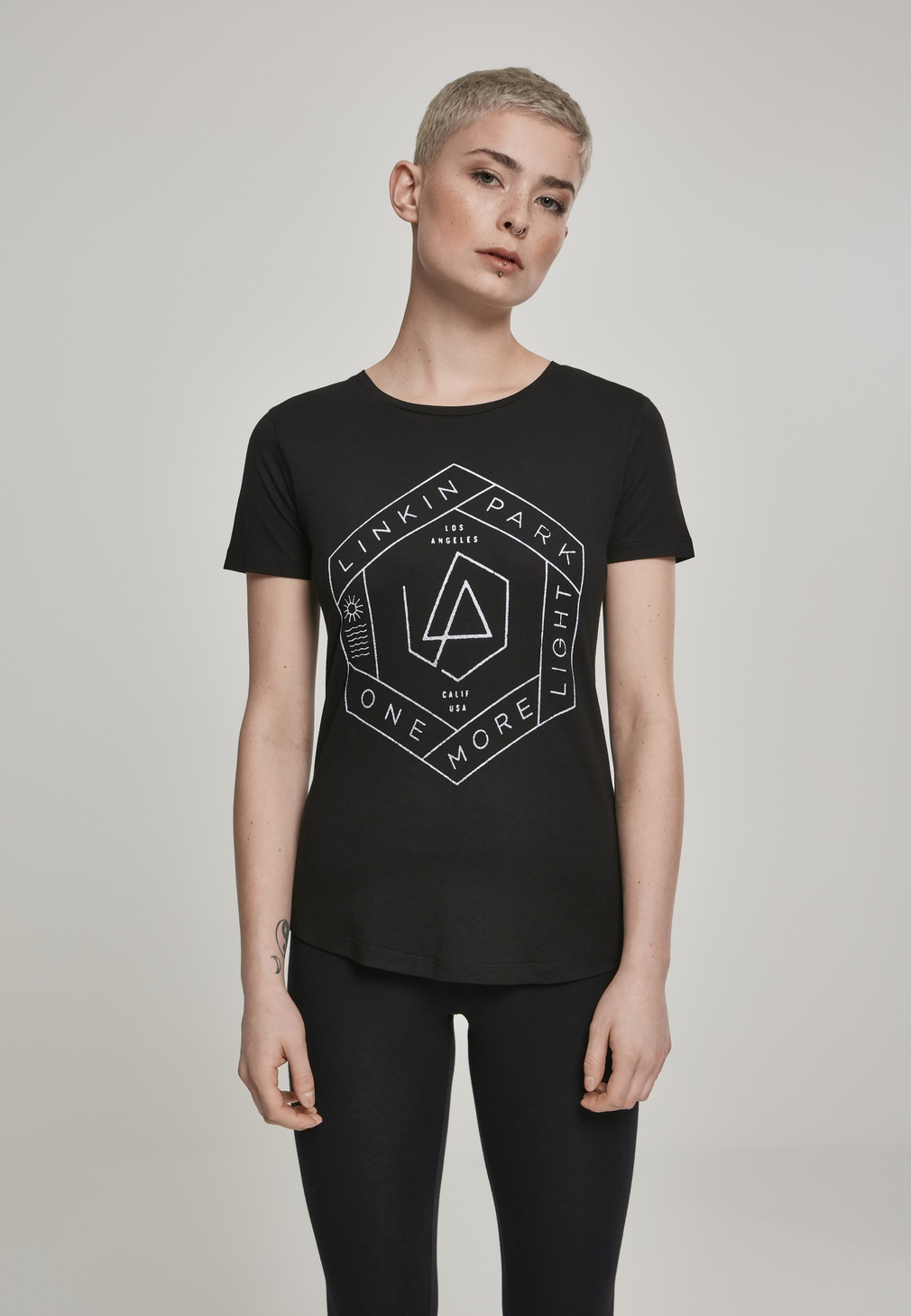 Merchcode Damen Shirt Ladies Linkin Park OML Fit Tee Schwarz/Olive - Damen