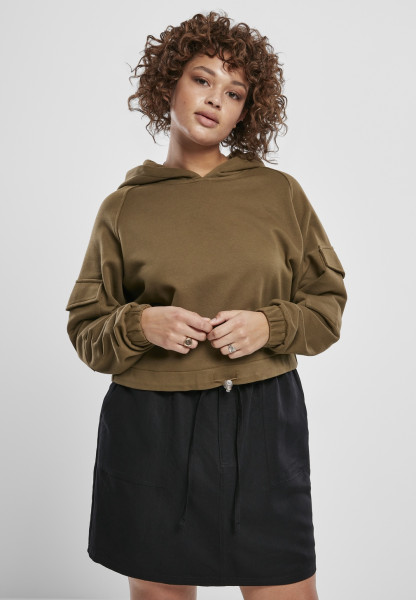 Urban Classics Women Hoodie Ladies Short Worker Hoody Summerolive