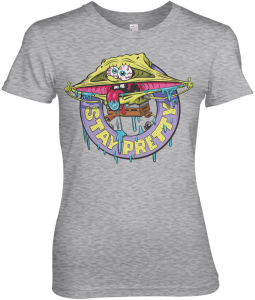 Spongebob Stay Pretty Girly Tee Damen T-Shirt Heather-Grey