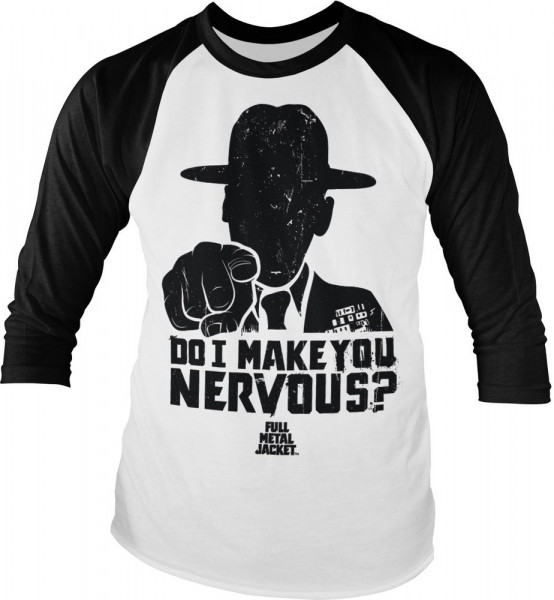 Full Metal Jacket Do I Make You Nervous Baseball Longsleeve Tee White-Black