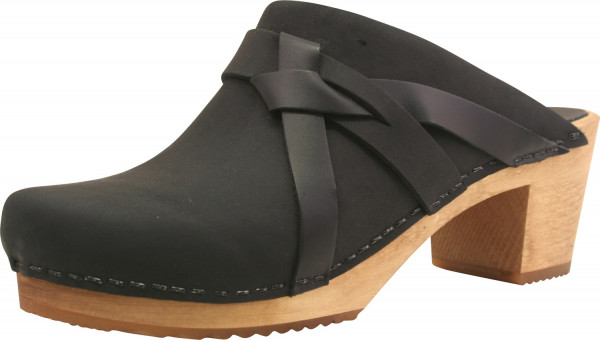 Sanita Damen Offener Clog Wood-Manuella Square Open Black