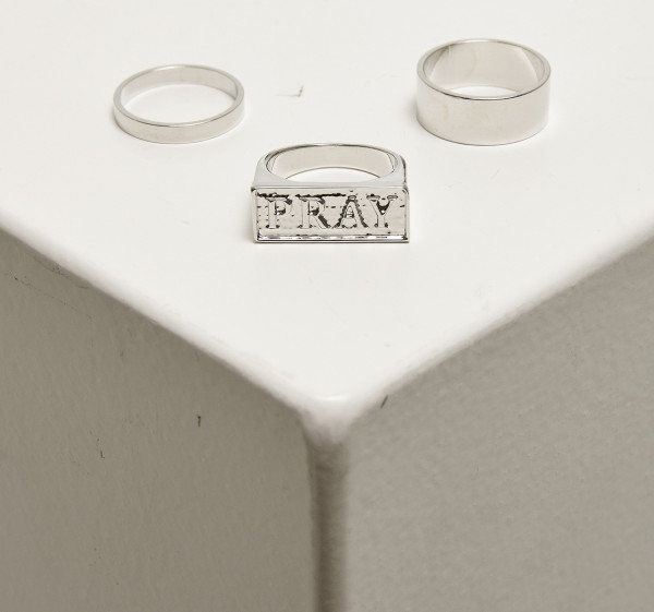 Mister Tee Ring Pray Ring Set Silver