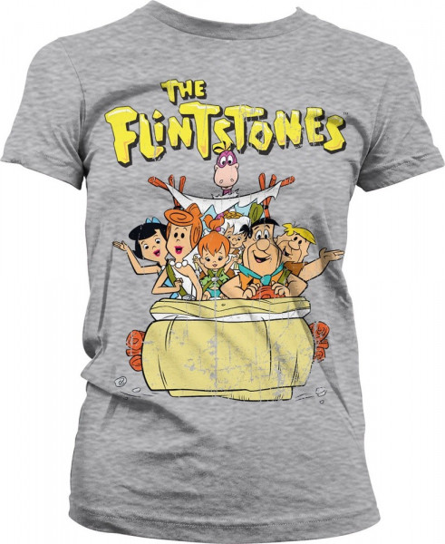 The Flintstones Girly Tee Damen T-Shirt Heather-Grey