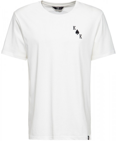 King Kerosin Basic T-Shirt mit Backprint und Stickerei KK4215353348 Offwhite