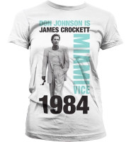 Miami Vice Don Johnson Is Crockett Girly T-Shirt Damen White Miami Vice Don Johnson Is Crockett Girly T-Shirt Damen White