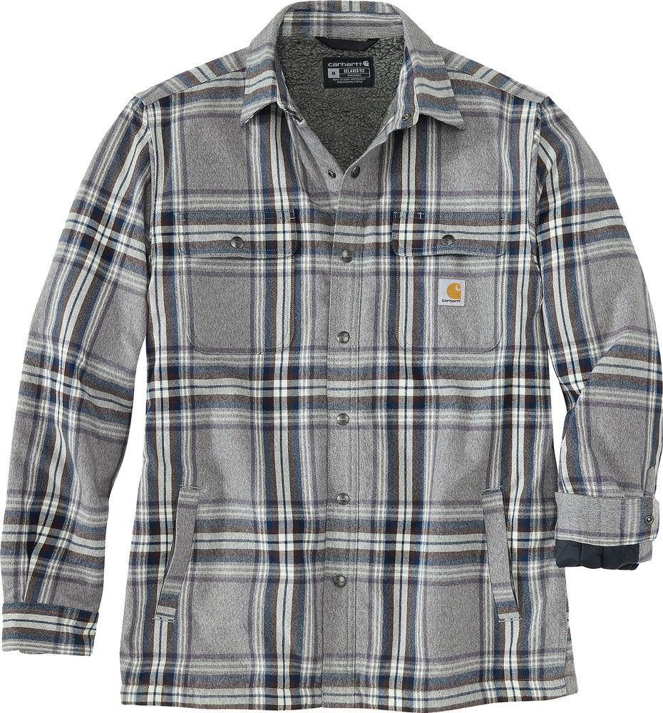 Carhartt Jacke Flannel Sherpa Lined Shirt Jac Asphalt - Herren / Unisex
