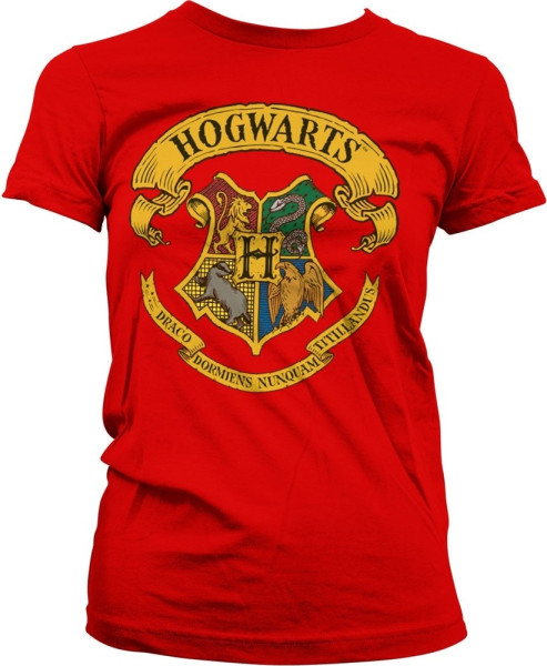 Harry Potter Hogwarts Crest Girly Tee Damen T-Shirt Red