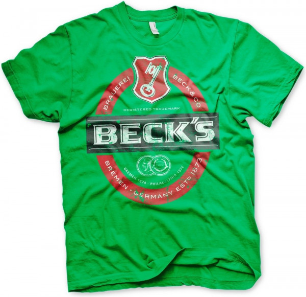 Beck's Beer Washed Label Logo T-Shirt Green