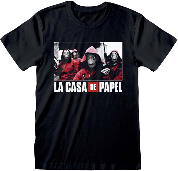 La Casa De Papel - Photo And Logo T-Shirt Black
