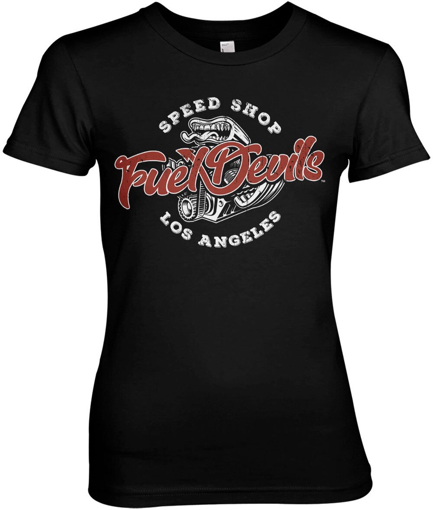 Fuel Devils Speed Shop Girly Tee Damen T-Shirt Schwarz - Damen