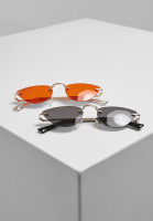 Urban Classics Sonnenbrille Sunglasses Manhatten 2-Pack silver/black+gold/orange