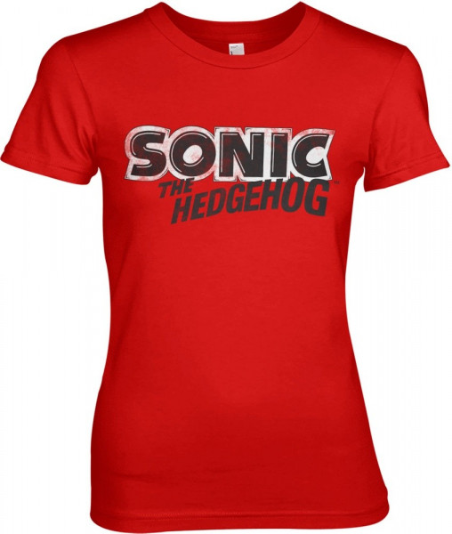 Sonic The Hedgehog Classic Logo Girly Tee Damen T-Shirt Red