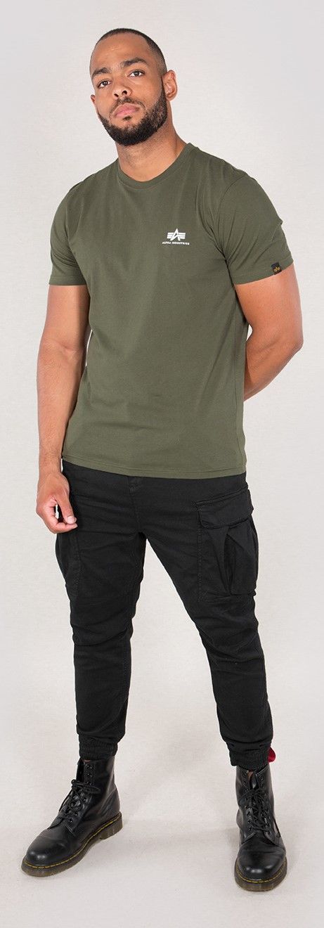 Alpha Industries T-Shirt Basic Tops Lifestyle / Men | Dark Logo | T-Shirts | Small Olive