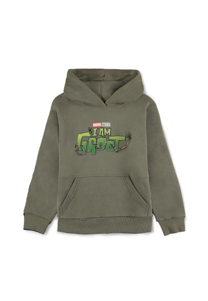 Marvel - I am Groot - Boys Regular Fit Logo Hoodie Green