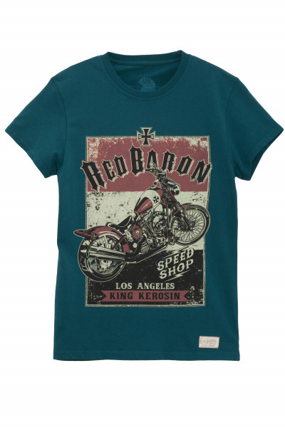 King Kerosin T-Shirt Red Baron Speedshop Blue