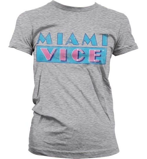 Miami Vice Distressed Logo Girly T-Shirt Damen Heather-Grey