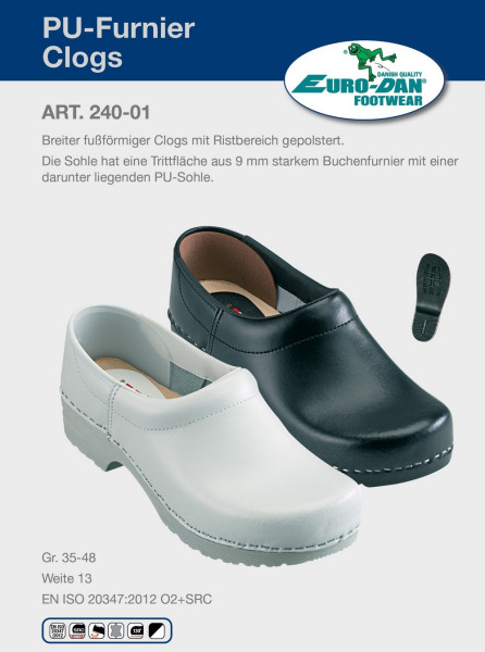 Euro-Dan 240-01 PU-Clogs, geschlossen Weite 13