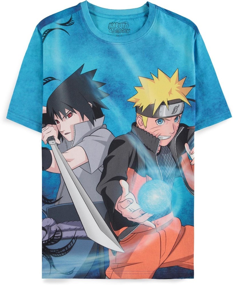 Naruto Shippuden - Naruto & Sasuke - Digital Printed Regular Fit Men's T-shirt Multicolor - Herren / Unisex