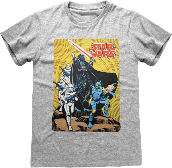 Star Wars - Vader Retro Poster T-Shirt Heather Grey