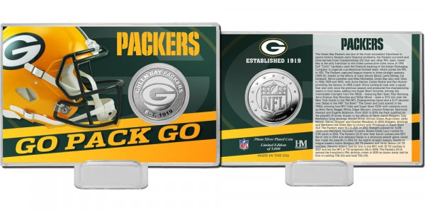 Green Bay Packers Team History Silver Coin Card American Football NFL Silber