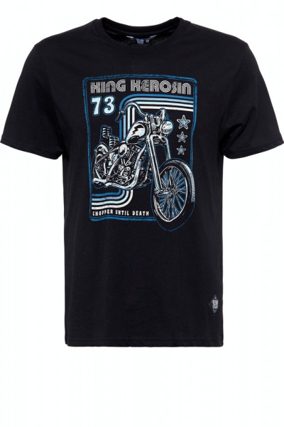 King Kerosin Herren T-Shirt mit Chopper Print KK4205353150 Schwarz