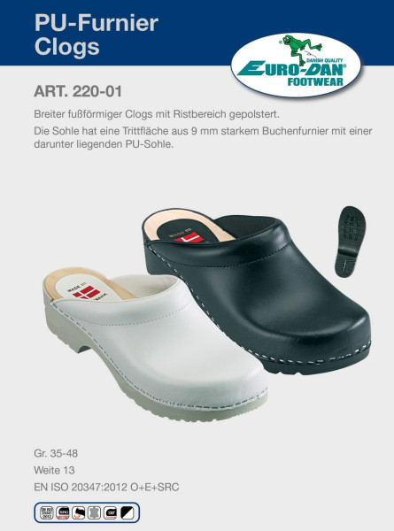 Euro-Dan 220-01 PU-Clogs, offen Weite 13