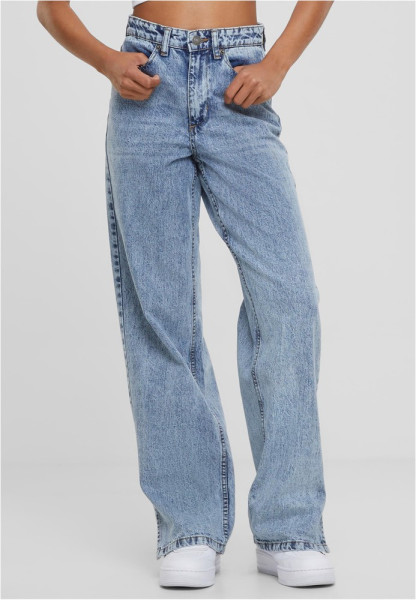 Urban Classics Damen Jeans Ladies Wide Leg Slit Denim