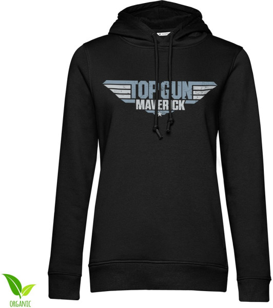 Top Gun Maverick Distressed Logo Girls Hoodie Damen Black