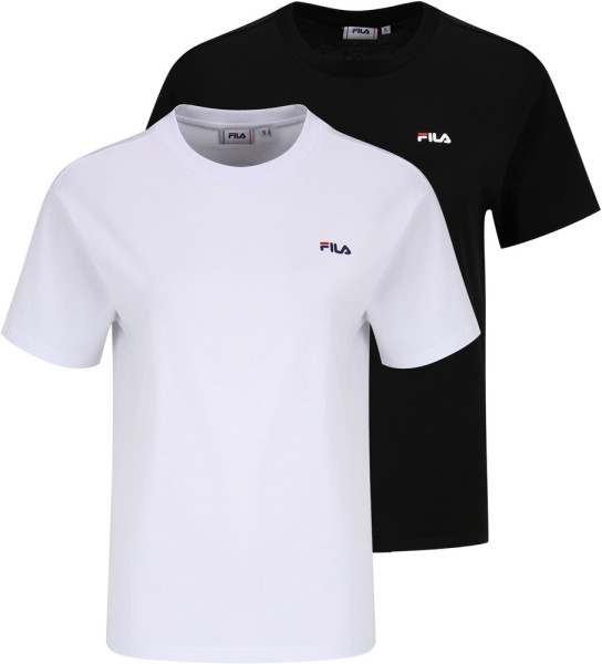 Fila Damen Kurzarmshirt Bari Tee / Double Pack Black-Bright White