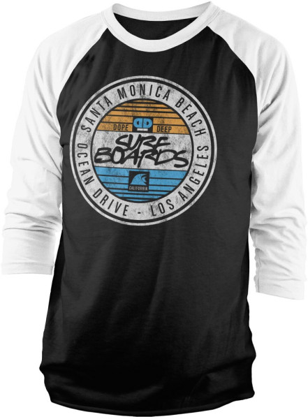 Dope & Deep Ocean Drive Baseball 3/4 Sleeve Tee Longsleeve White-Black