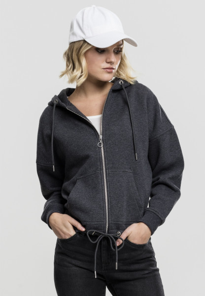 Urban Classics Damen Hoodie Zip Ladies Kimono Zip Hoody Charcoal
