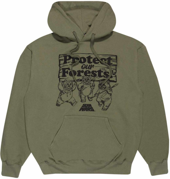 Star Wars - Protect Our Forests Green (Unisex Olive Contrast Pullover Hoodie) Hoodie