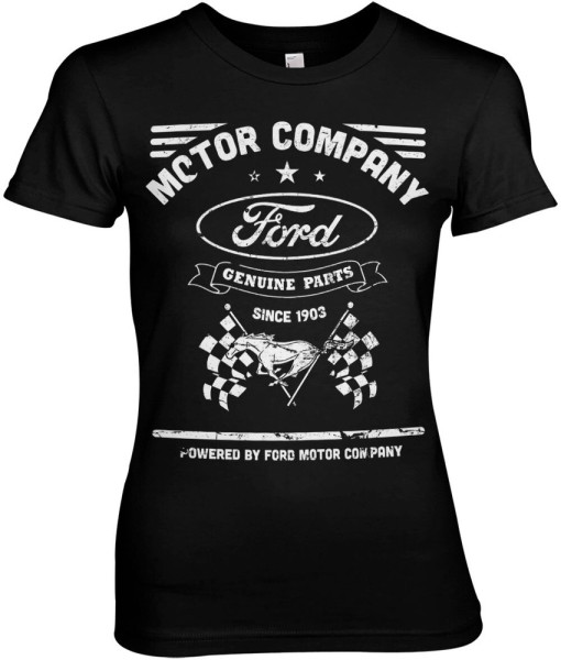 Ford Checkers Flag Girly Tee Damen T-Shirt Black