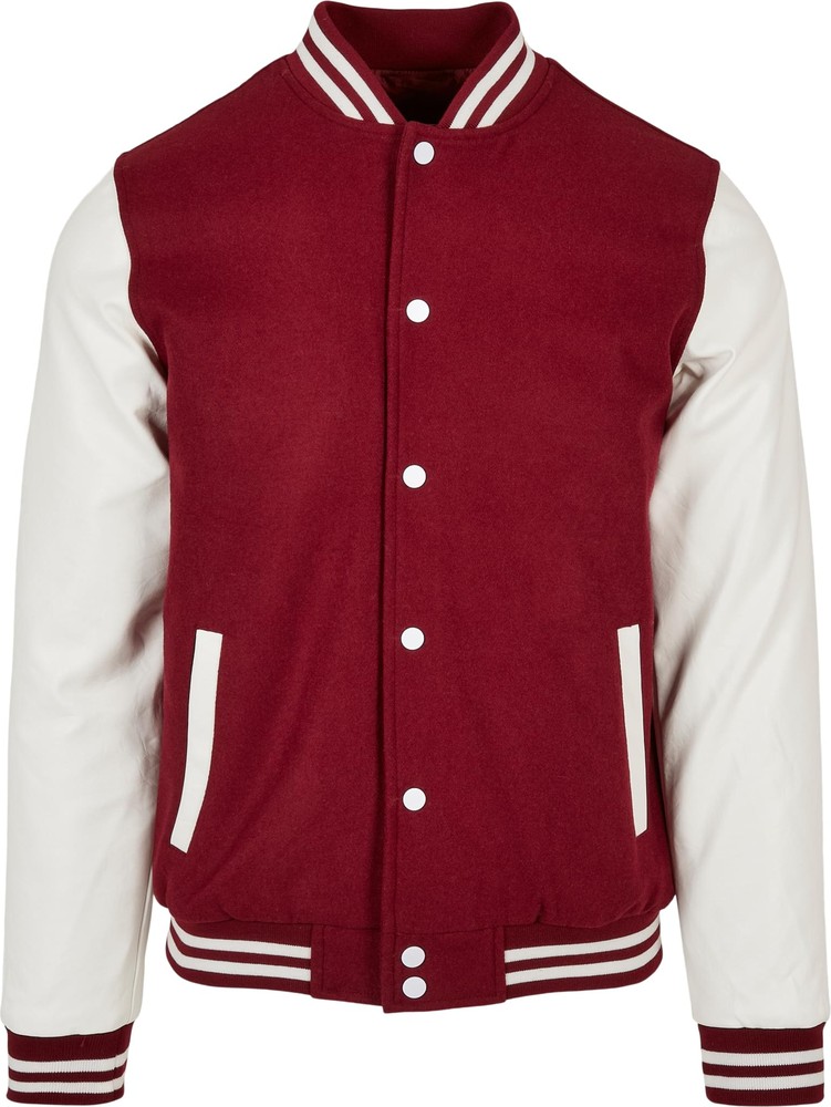 Urban Classics Oldschool College Jacket Burgundy/White Jacken