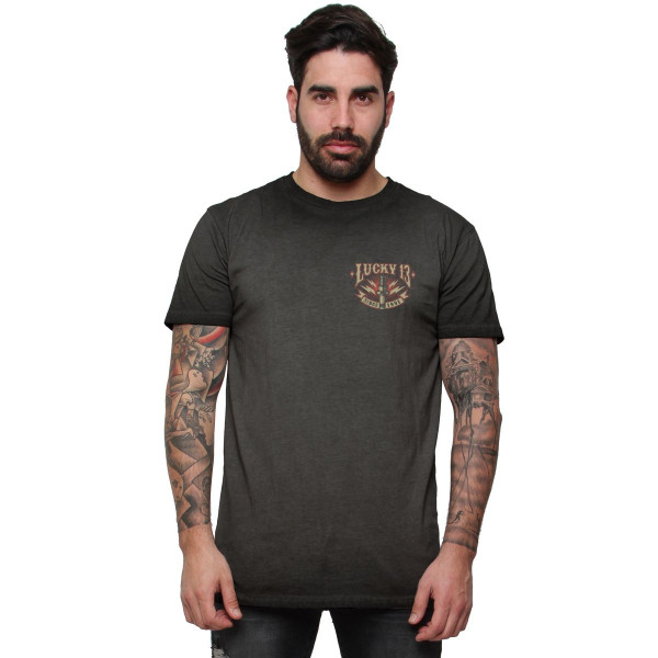 Lucky 13 T-Shirt Amped Tee Washed Black