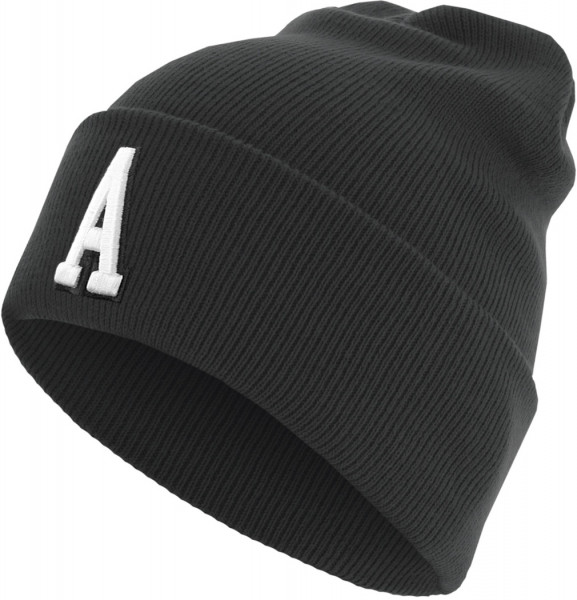 MSTRDS Beanie Letter Cuff Knit Beanie Black