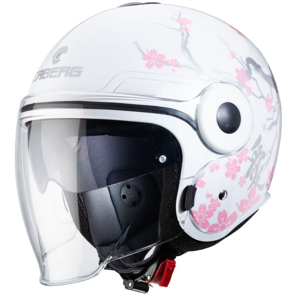 Caberg Motorrad Jethelm Uptown Bloom Weiß/Silber-Pink