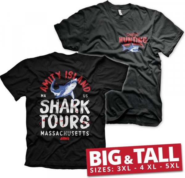 Jaws Amity Island Shark Tours Big & Tall T-Shirt Black