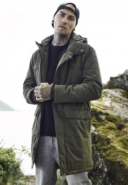 Urban Classics Winter Jacket Cotton Peached Canvas Parka Olive Jackets Men Lifestyle kustom kult