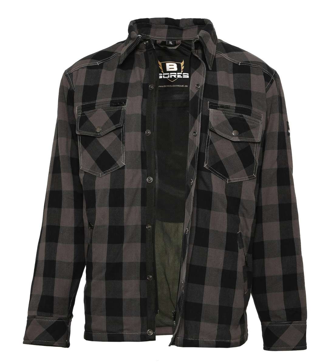 Bores Lumberjack Premium Jacke Hemd in Holzfäller Optik Grey/Black