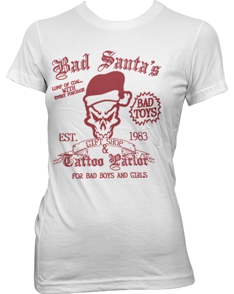 Hybris Bad Santa's Gift Shop Girly Tee Damen T-Shirt Weiß - Damen