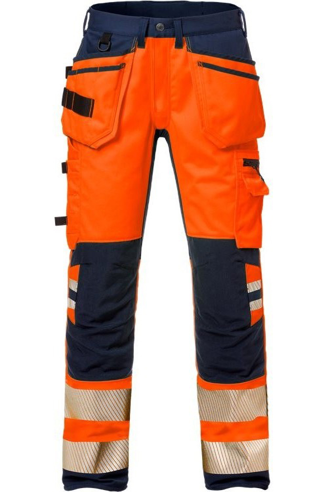 Fristads High Vis Handwerker Stretch-Hose Damen Kl. 2 2710 PLU Warnschutz-Orange/Marine - Damen