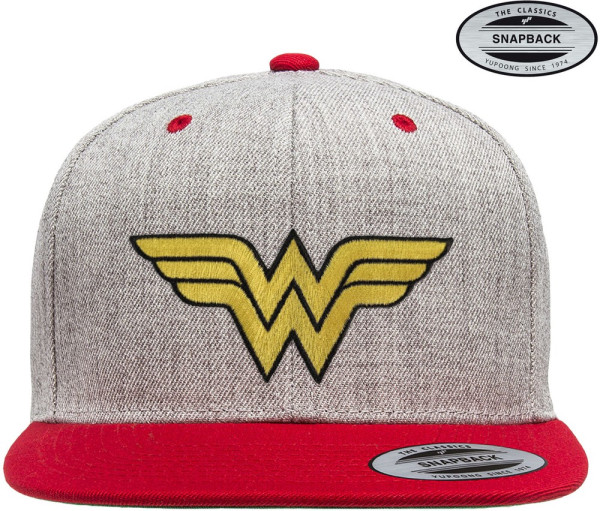 Wonder Woman Premium Snapback Cap Heather-Grey-Red