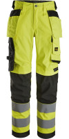 Snickers Damen Warnschutzhose High-Vis, Damen Stretch Hose mit Holstertaschen, Kl. 2 High-Vis Gelb/S