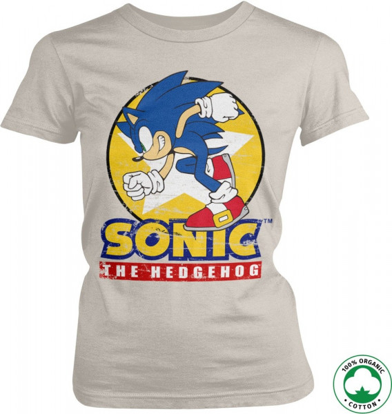 Fast Sonic The Hedgehog Organic Girly Tee Damen T-Shirt Off-White