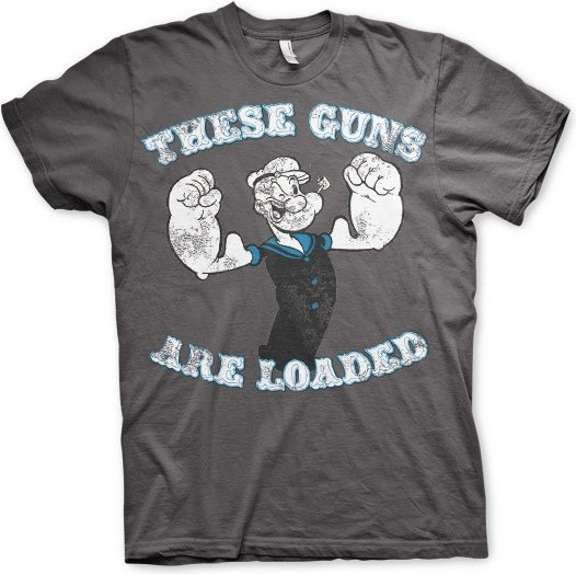 Popeye These Guns Are Loaded T-Shirt Dark-Grey