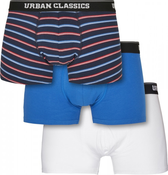 Urban Classics Unterhose Boxer Shorts 3-Pack Neon Stripe Aop+Boxer Blue+White
