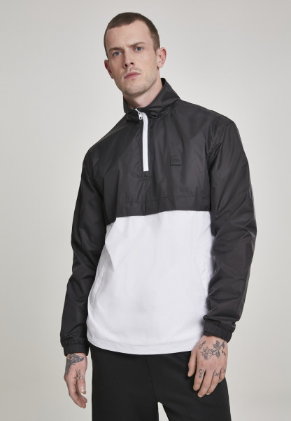 Urban Classics Light Jacket Stand Up Collar Pull Over Jacket Black/White