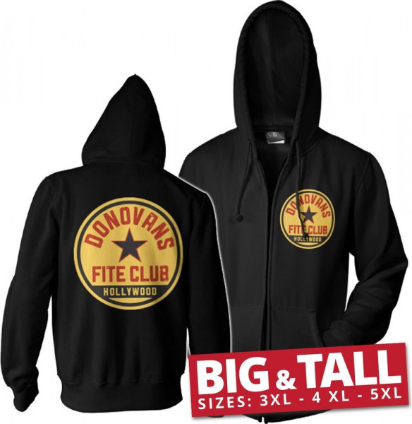 Ray Donovans Fite Club Big & Tall Zipped Hoodie Black