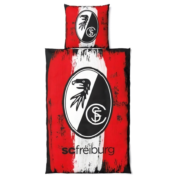 SC Freiburg Bettwäsche Wappen Fussball Rot-135x200 + 80x80cm